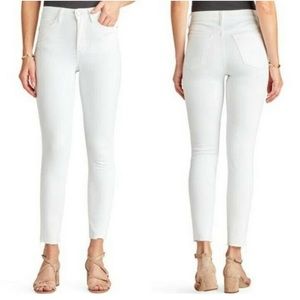 NWT Solid White Sam Edelman The Stiletto Hi Rise Frayed Hem Skinny Ankle Jeans